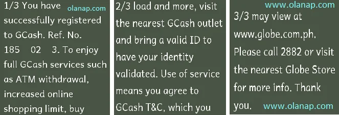 GCash Registration Confirmation Text Message
