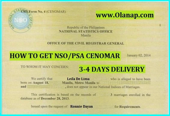 How to Get CENOMAR Online via PSA formerly NSO Philippines 3-4 days delivery