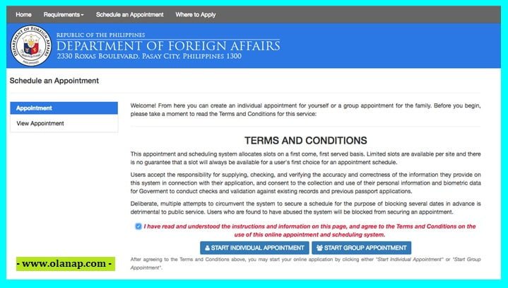 dfa online appointment 2019