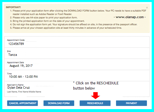 how to reschedule your dfa appointment for your passport
