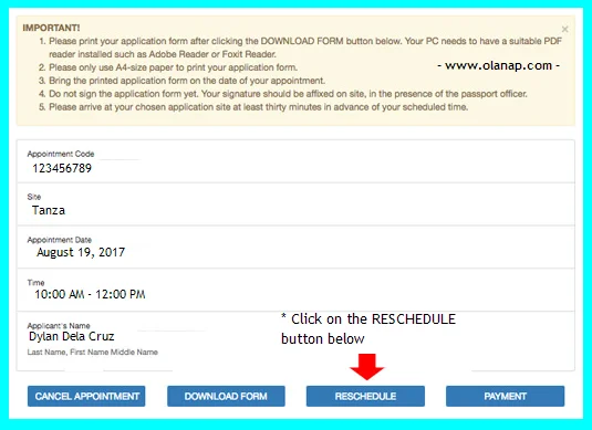how to reschedule your dfa appointment for your passport
