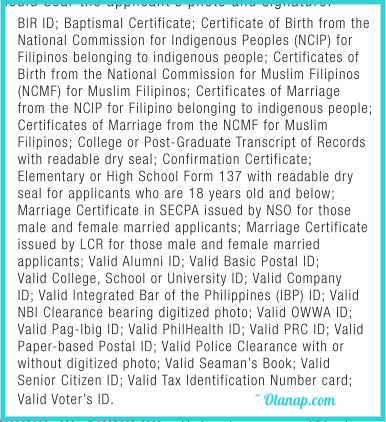 Postal ID requirements and Valid IDs