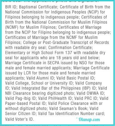 Postal ID requirements and Valid IDs